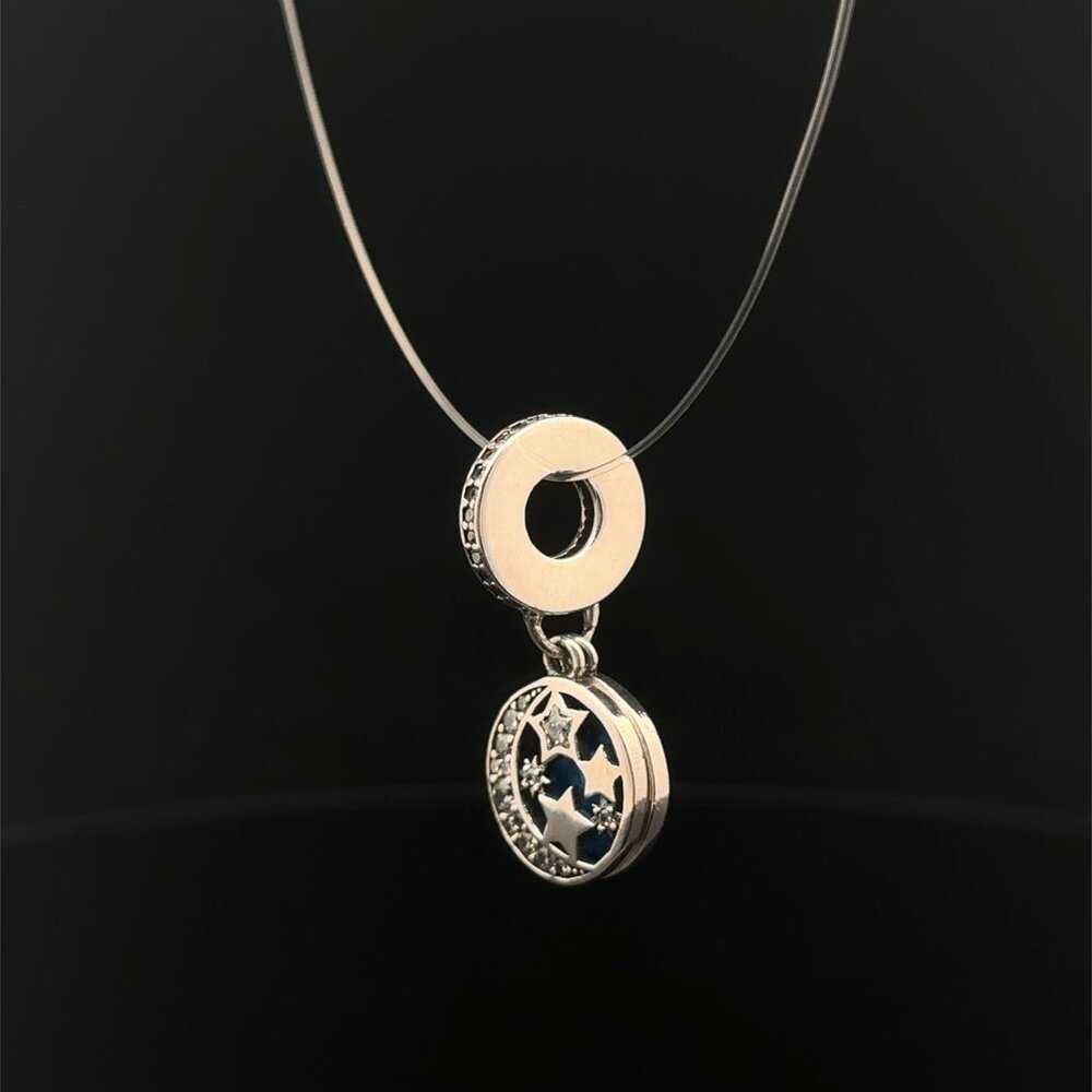 925 Sterling Silver Pendant Stars Moon For Charm Bracelet - Picture 6 of 10